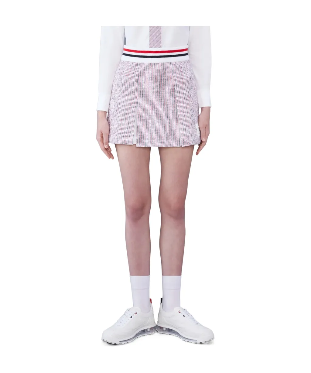 Thom Browne Rwb Striped Tweed Pleated Skirt