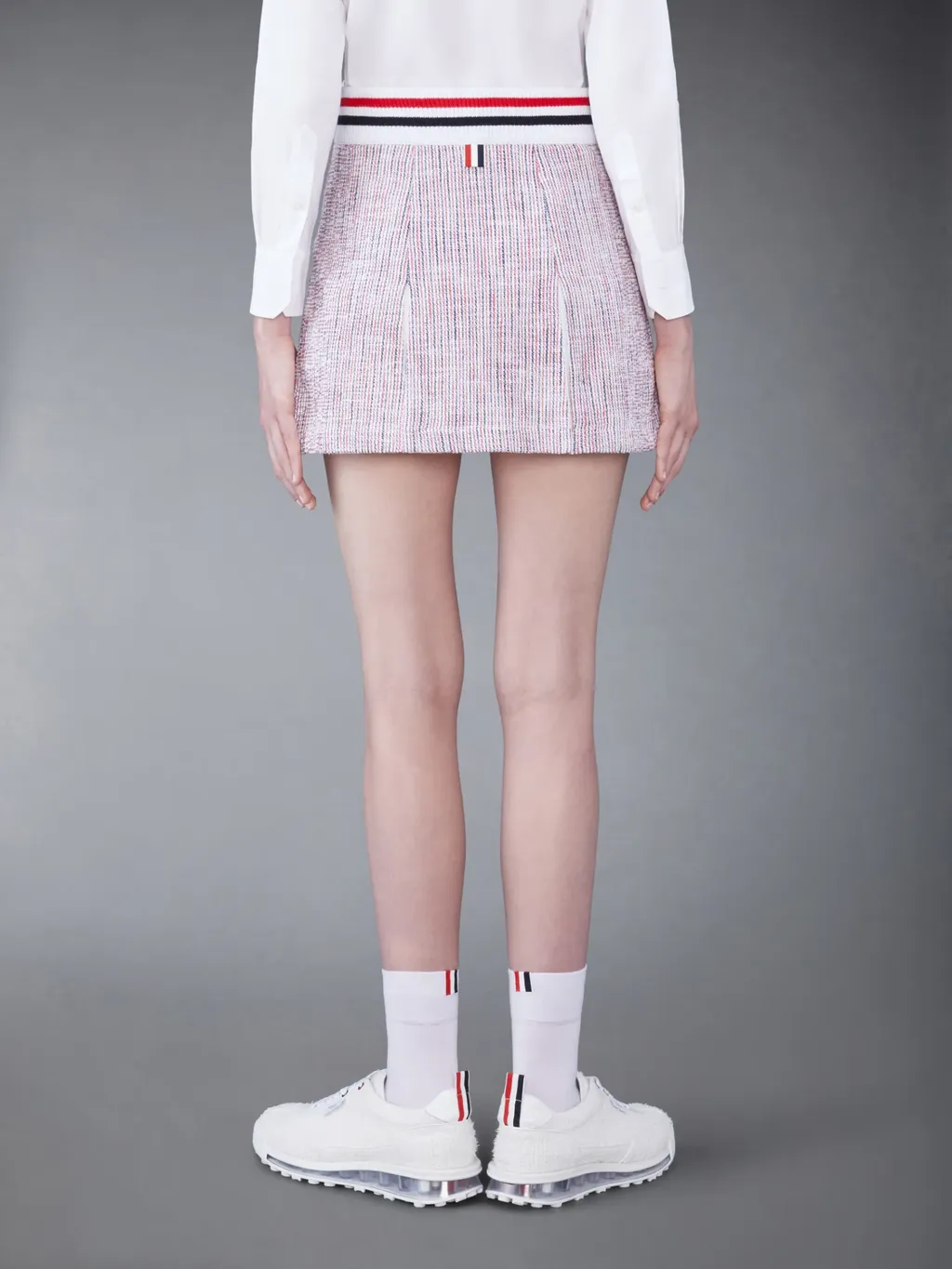 Thom Browne Rwb Striped Tweed Pleated Skirt
