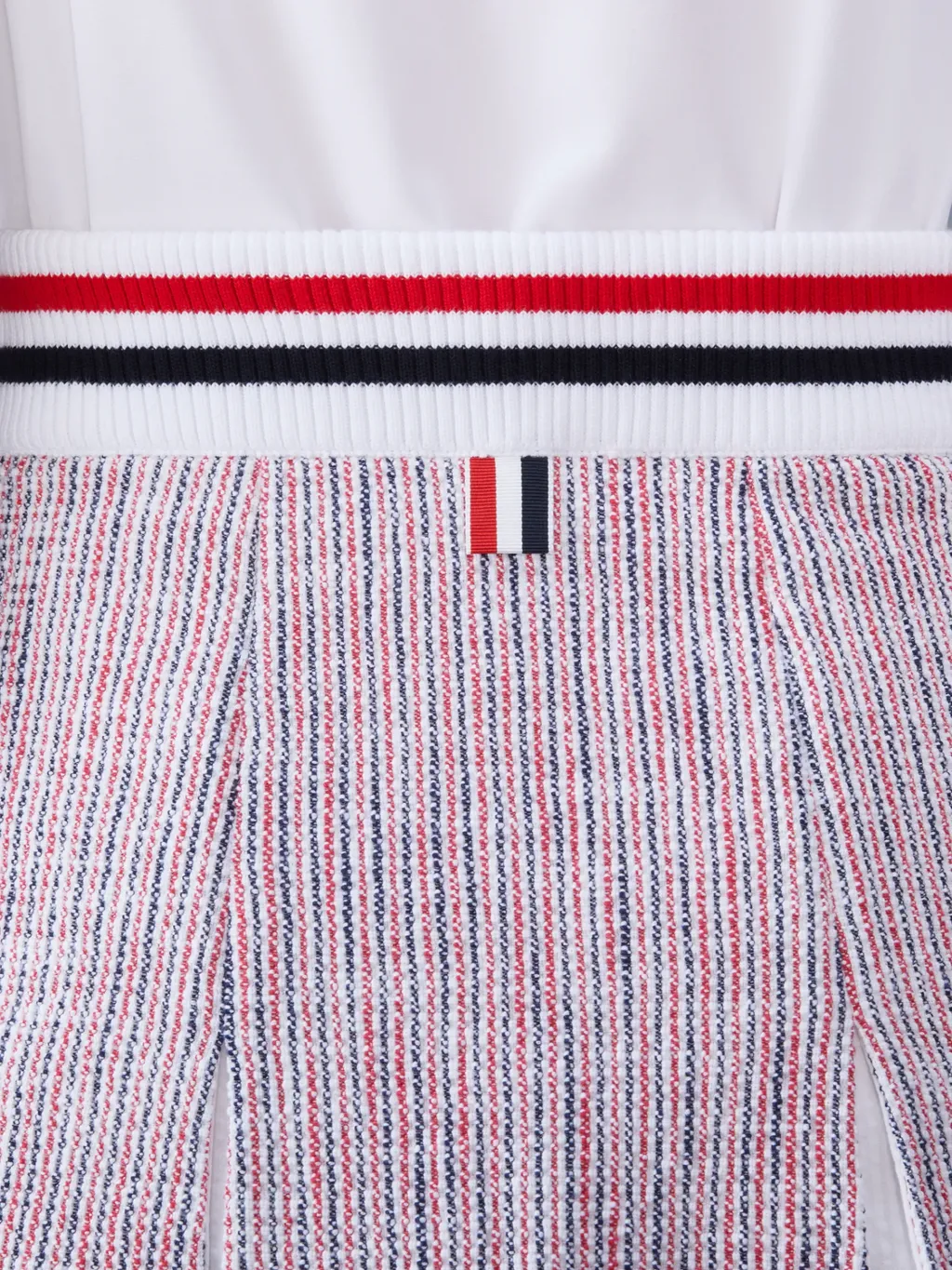Thom Browne Rwb Striped Tweed Pleated Skirt