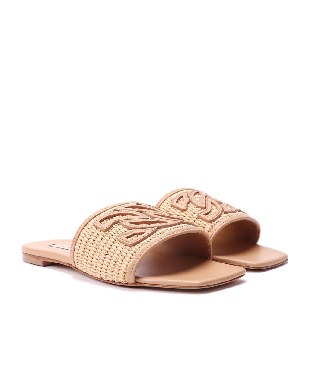 Casadei Portofino Logo-Patch Square-Toe Slides