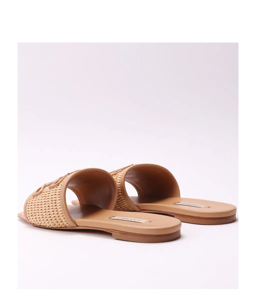 Casadei Portofino Logo-Patch Square-Toe Slides