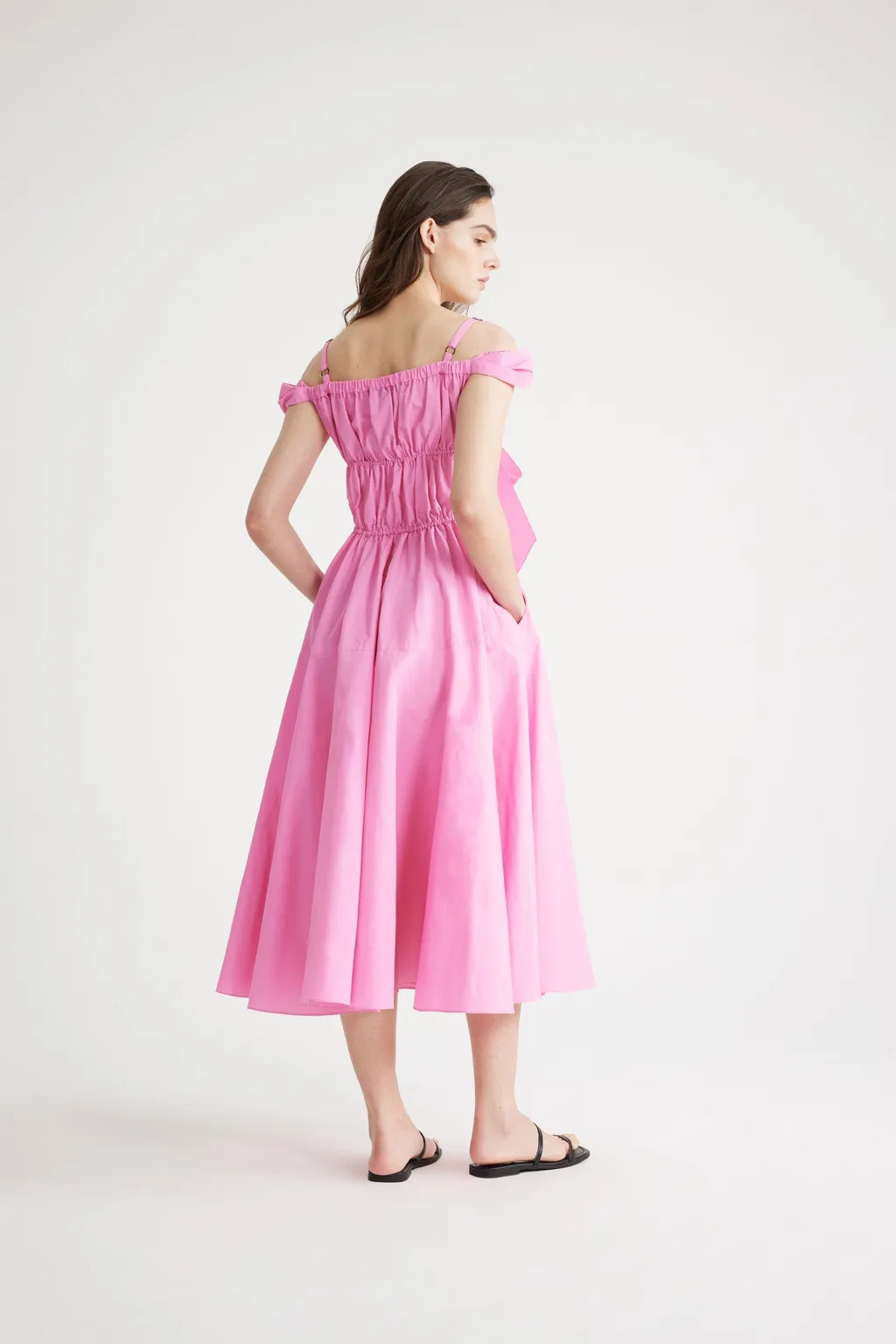 Patou Bow-Detailed Off-Shoulder Midi Dress