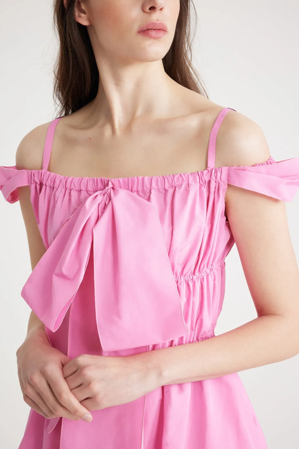 Patou Bow-Detailed Off-Shoulder Midi Dress