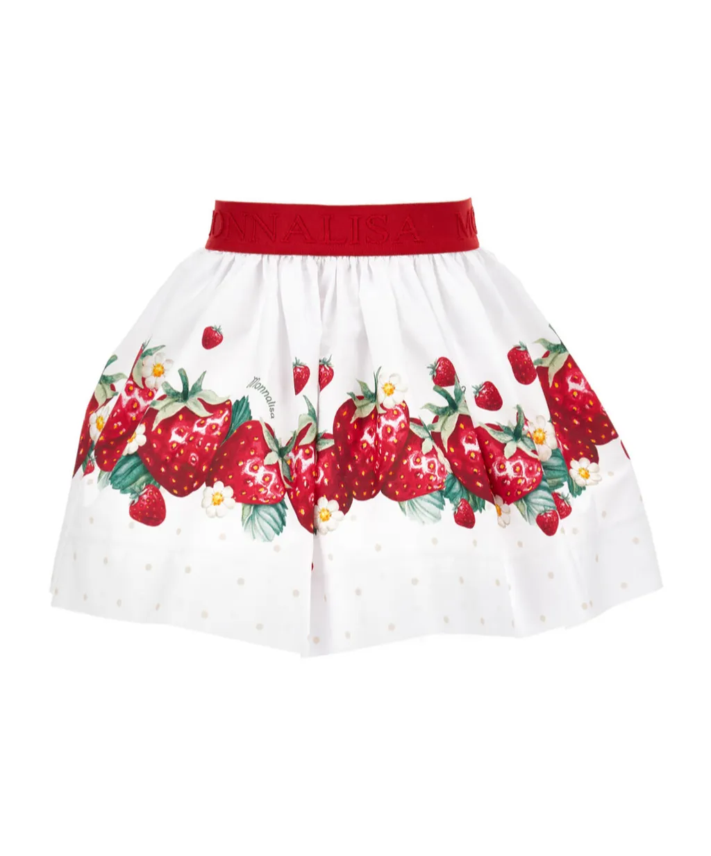 Monnalisa Logo-Waistband Fruit-Printed Skirt