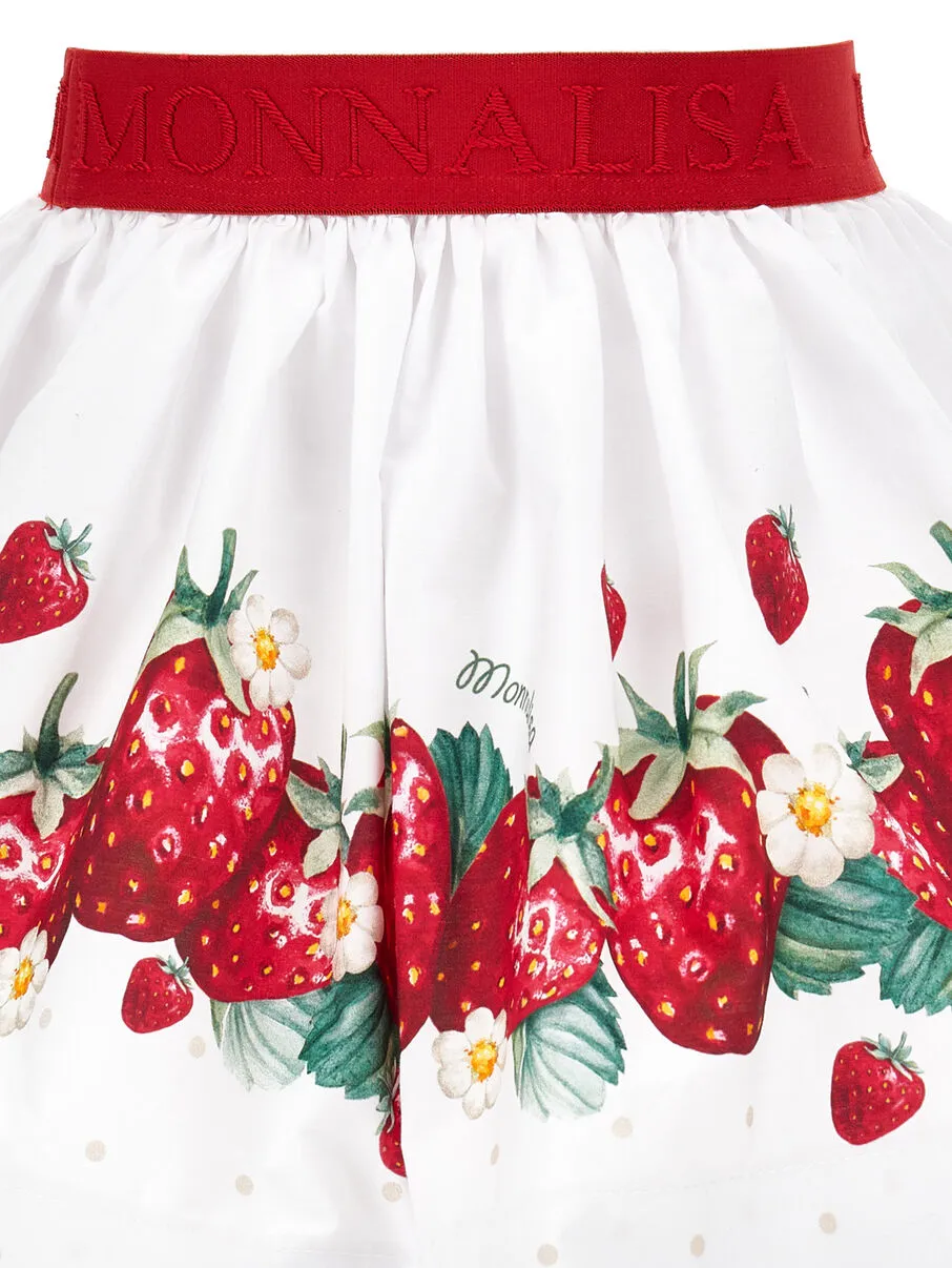 Monnalisa Logo-Waistband Fruit-Printed Skirt