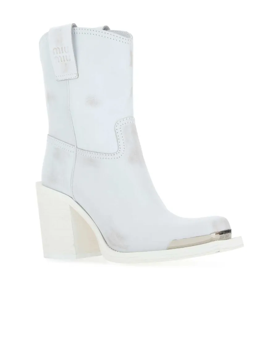 Miu Miu Logo Detailed Ankle Boots
