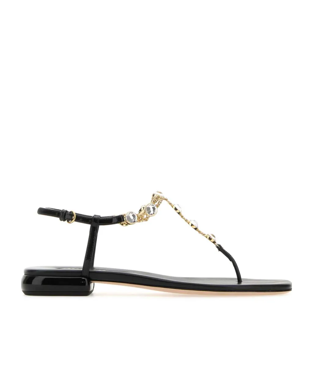 Miu Miu Square-Toe Embellished Thong Sandals