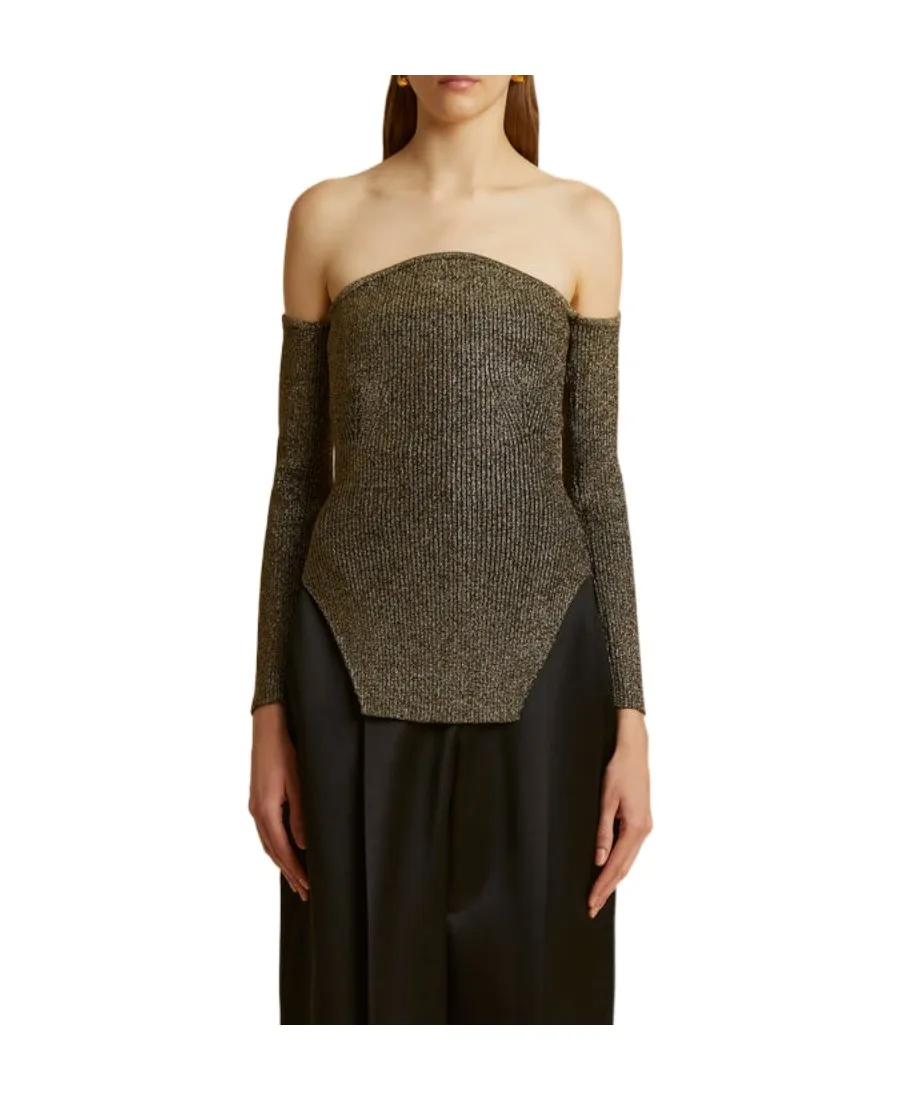 Khaite The Maria Off-Shoulder Knitted Jumper