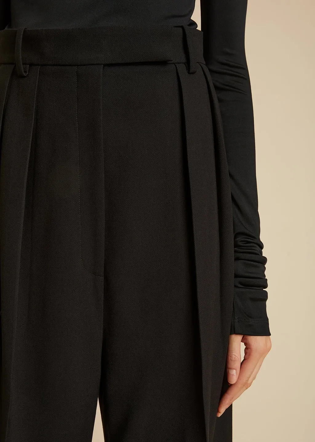 Khaite Cessie High-Waist Straight Leg Trousers
