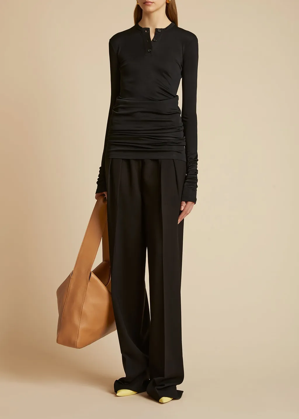 Khaite Cessie High-Waist Straight Leg Trousers