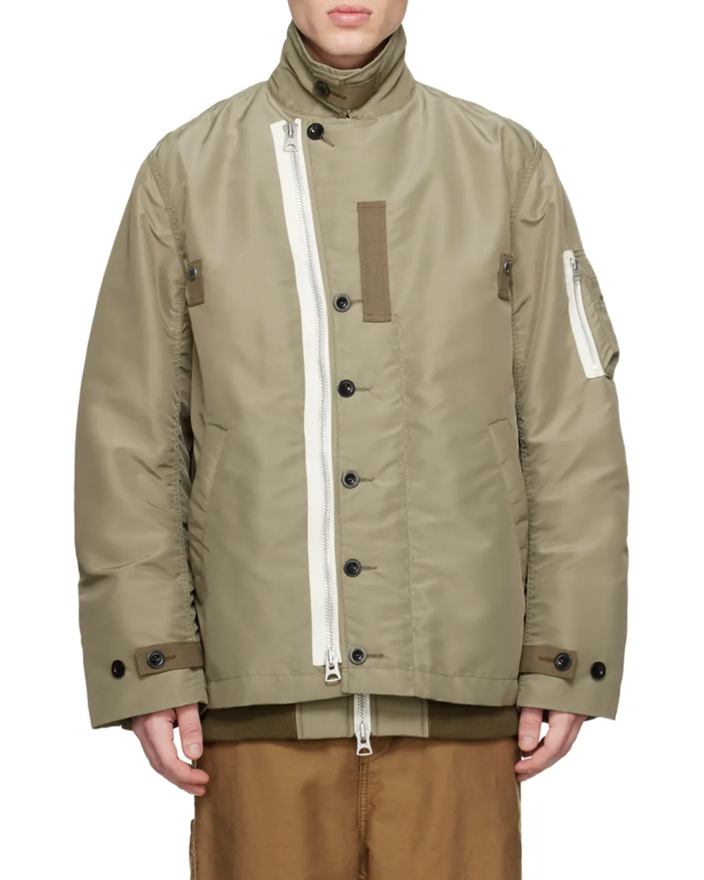 Sacai Layered Single-Breasted Zipped Jacket