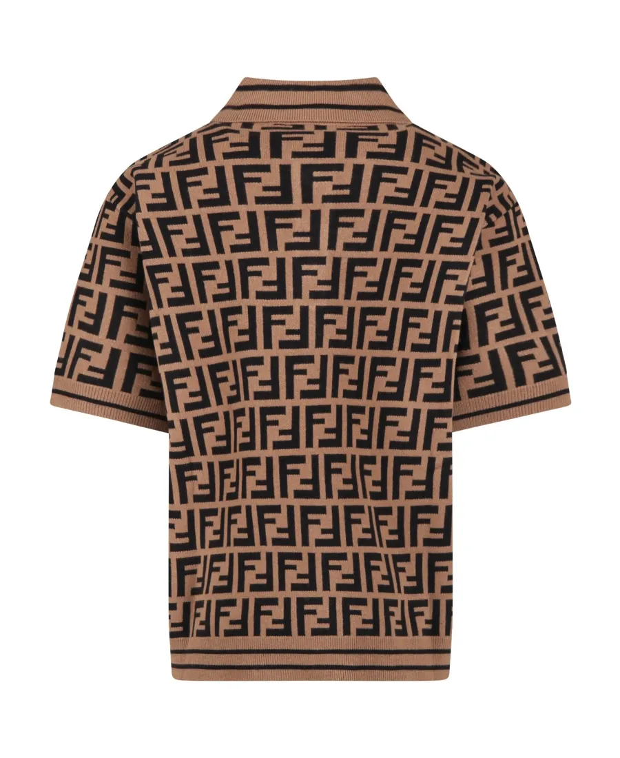 Fendi Kids Ff Motif Knitted Polo Shirt