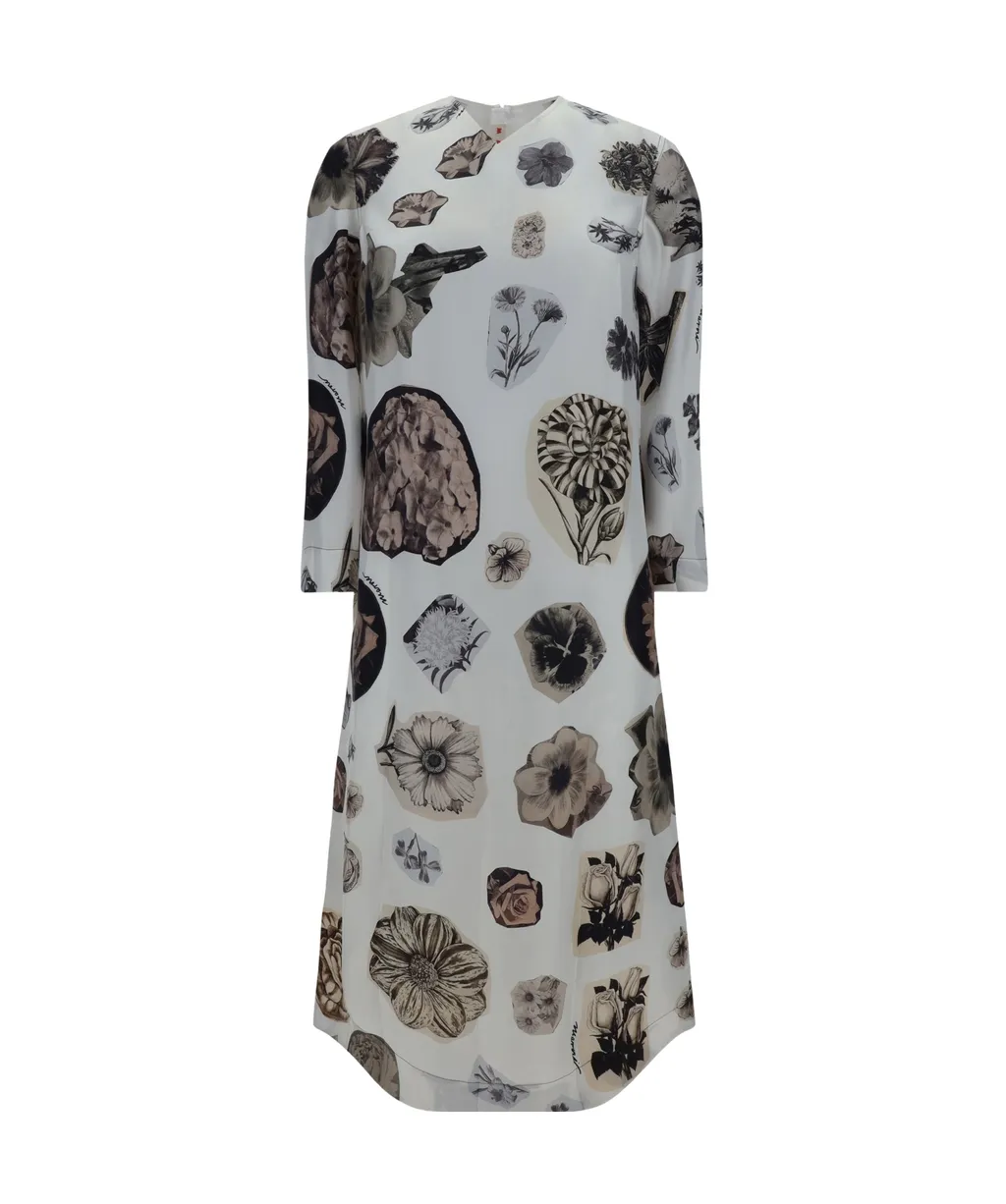 Marni Graphic Printed Long Sleeved Dress
