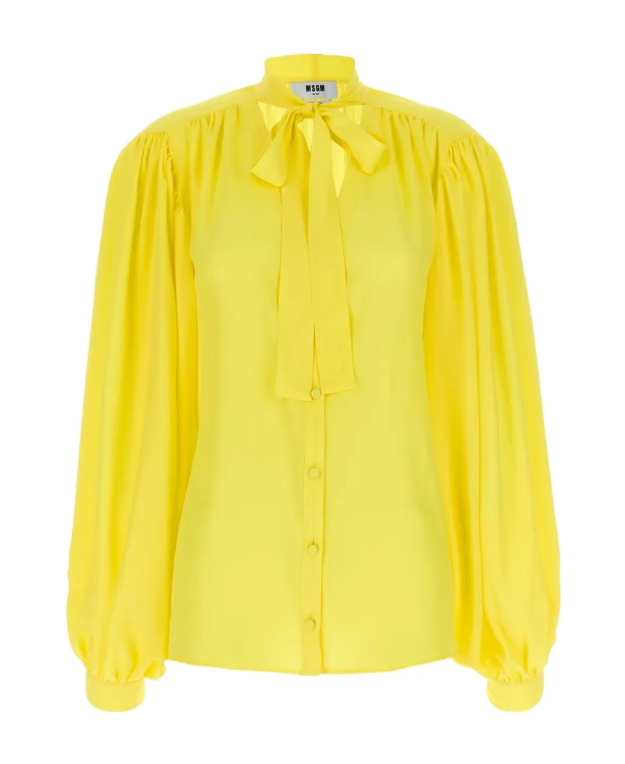 Msgm Bow Detailed Long-Sleeved Shirt