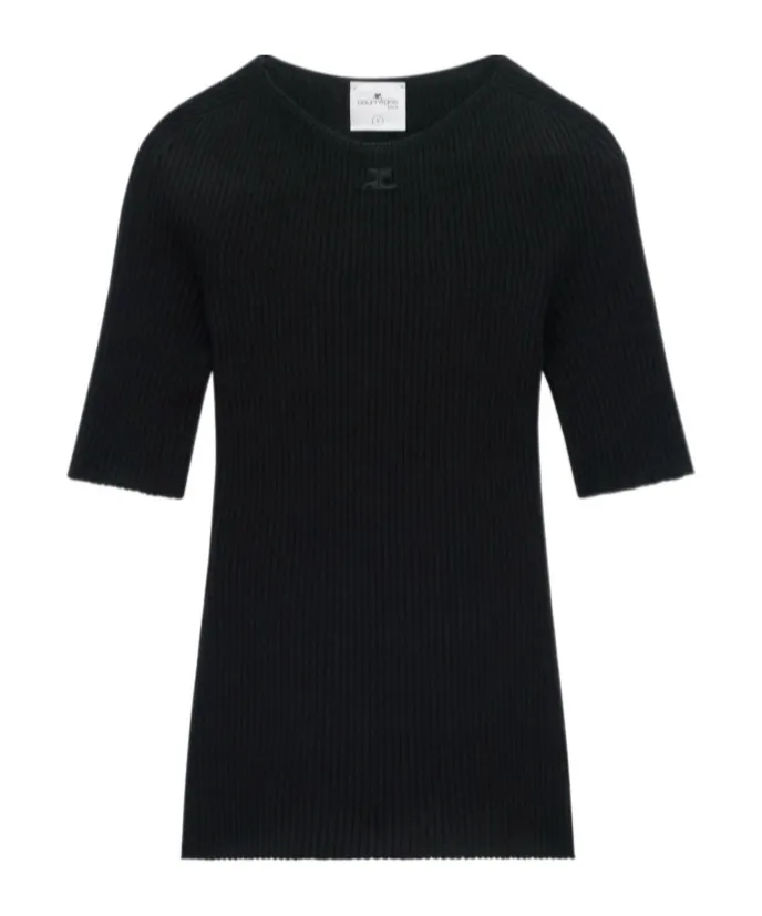 Courrges Solar Crewneck Short-Sleeved Jumper