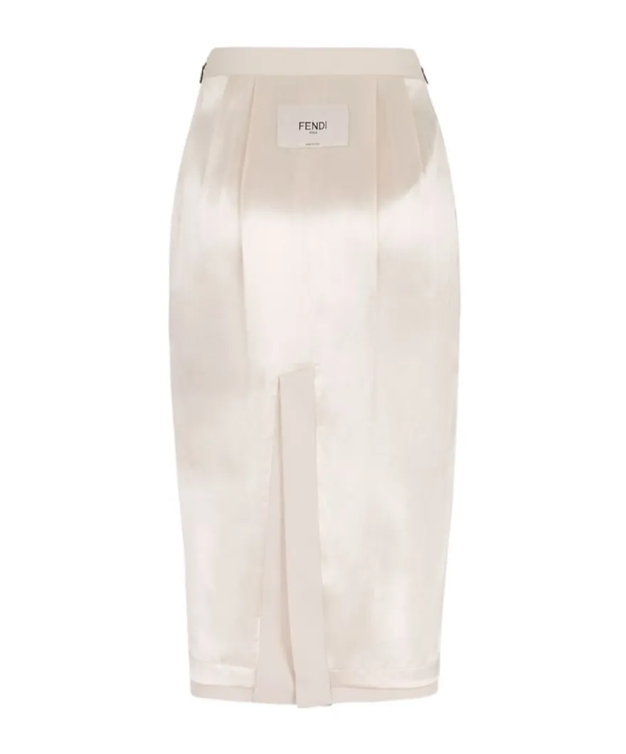 Fendi Logo Patch Midi Pencil Skirt