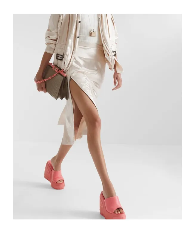 Fendi Logo Patch Midi Pencil Skirt