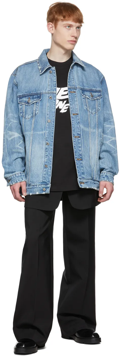 Logo Lapel Denim Coat
