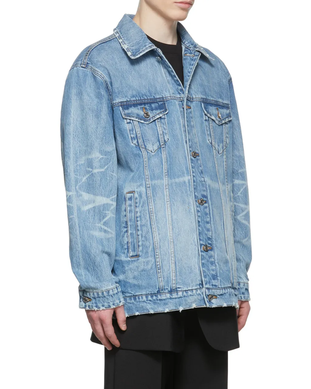 Logo Lapel Denim Coat