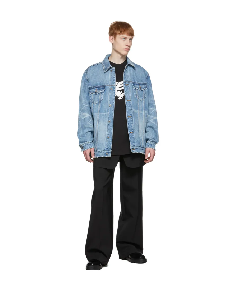 Logo Lapel Denim Coat