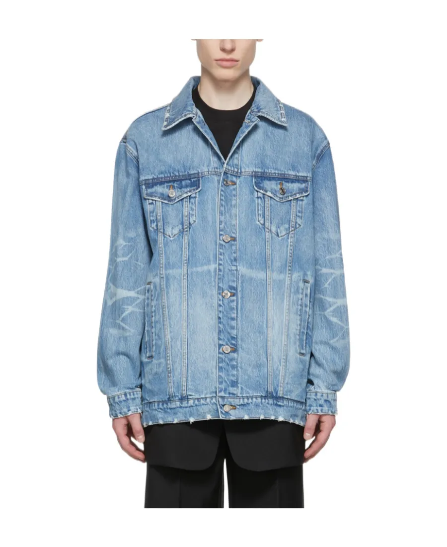 Logo Lapel Denim Coat