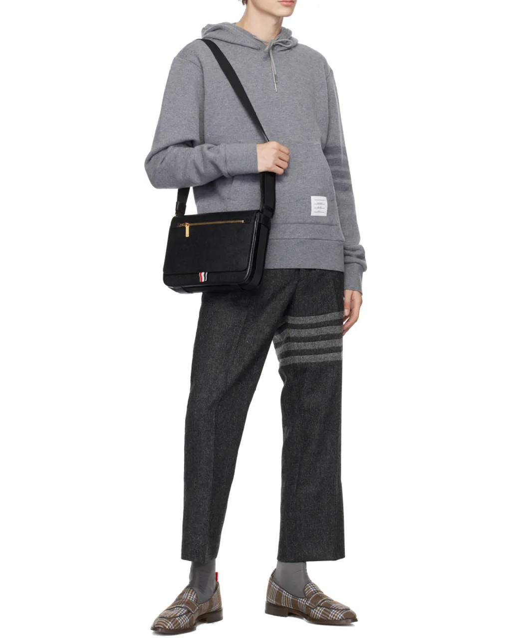 Thom Browne Stripe Detailed Knitted Drawstring Hoodie