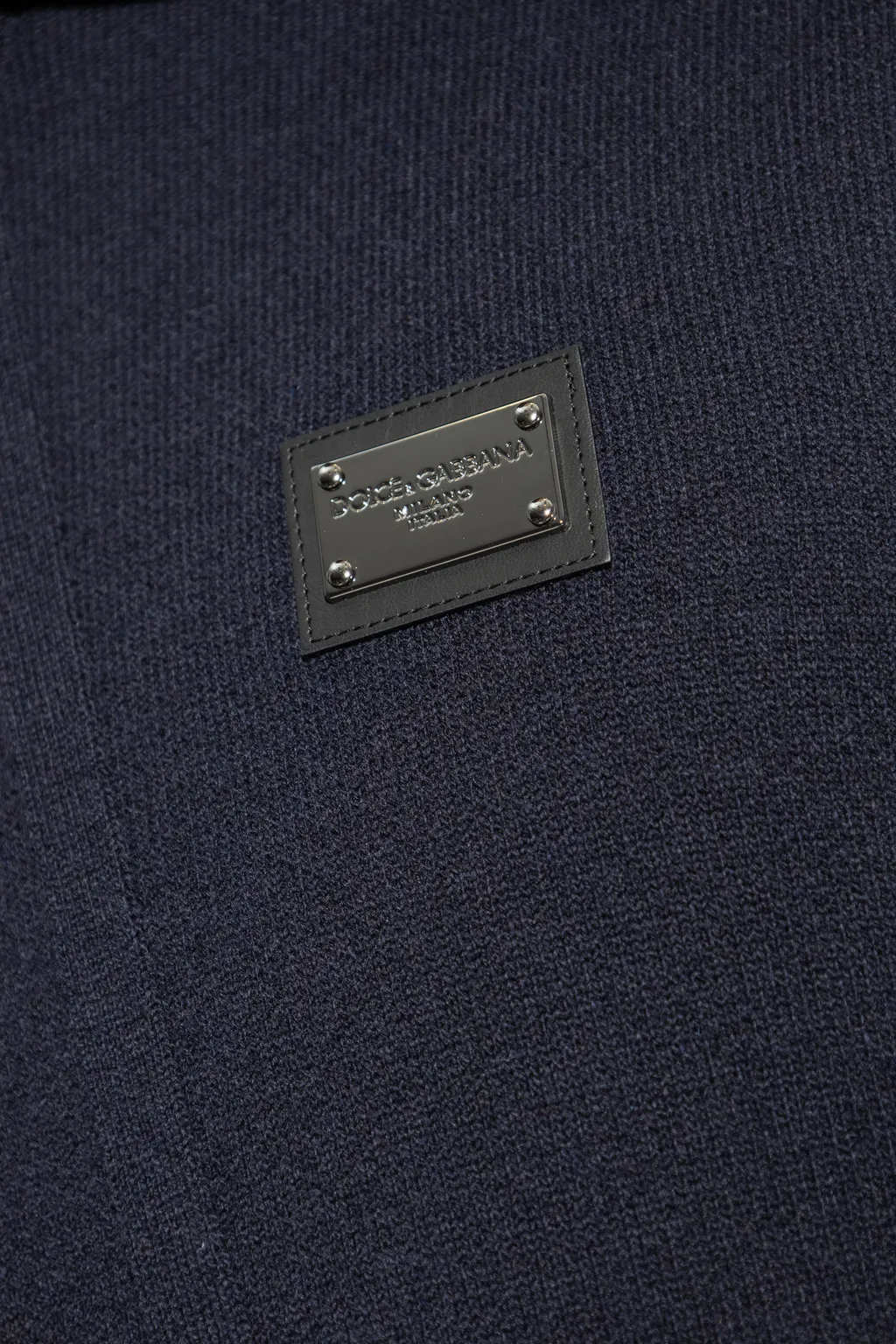 Dolce & Gabbana Logo Plaque Knitted Drawstring Hoodie