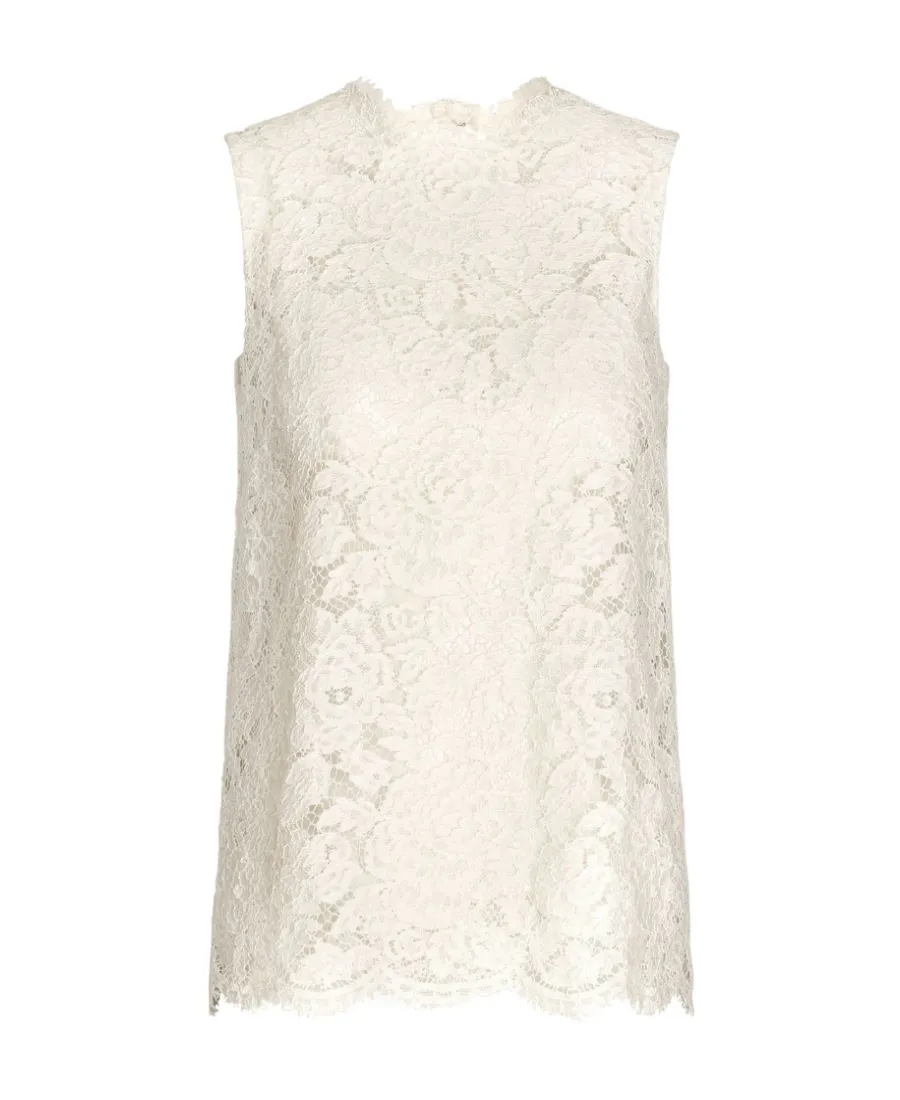 Dolce & Gabbana Floral Lace Crewneck Sleeveless Top