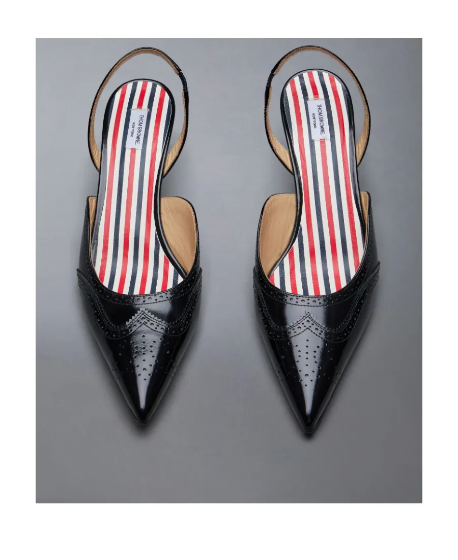 Thom Browne Pointed-Toe Slingback Pumps