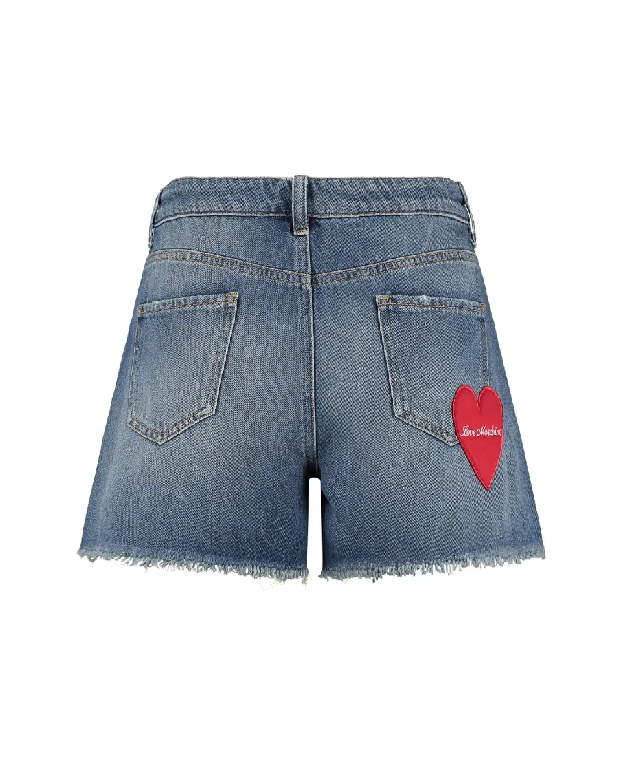 Heart-Patch Denim Shorts