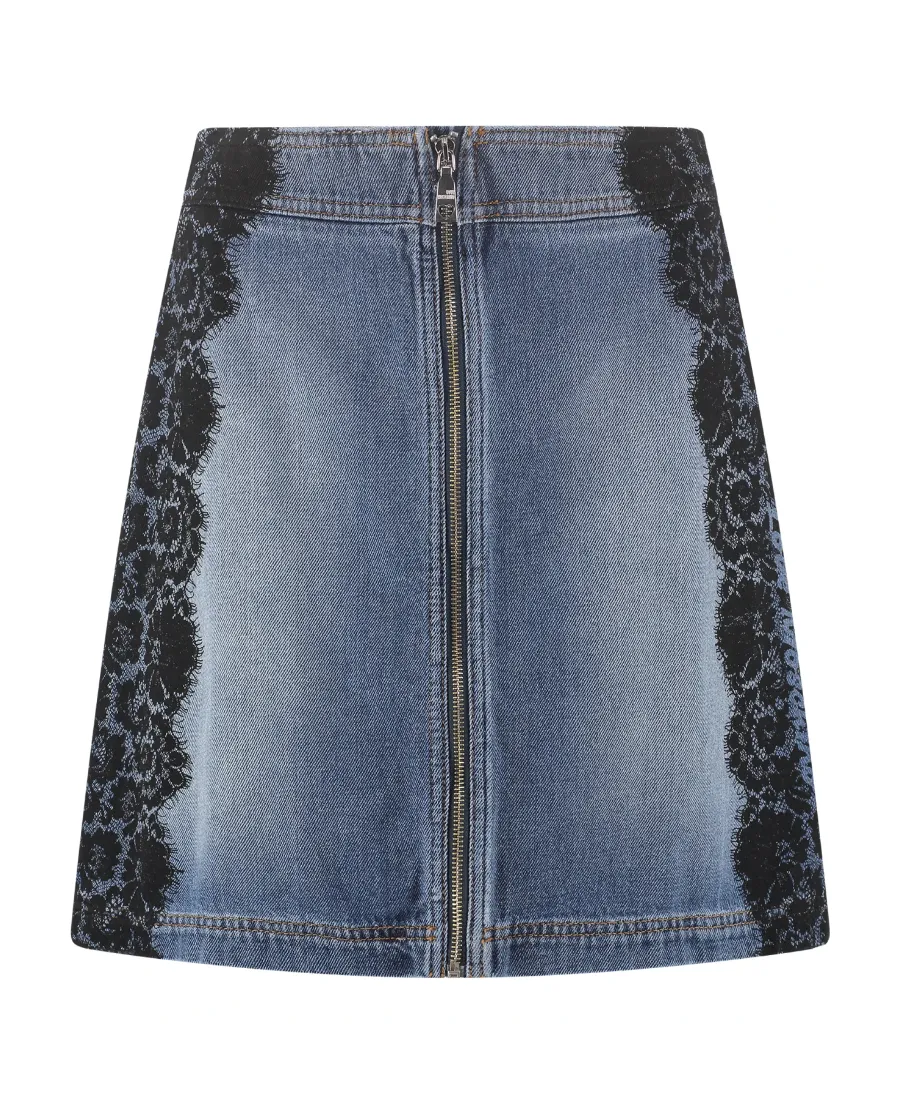 Zipper Detail Denim Skirt