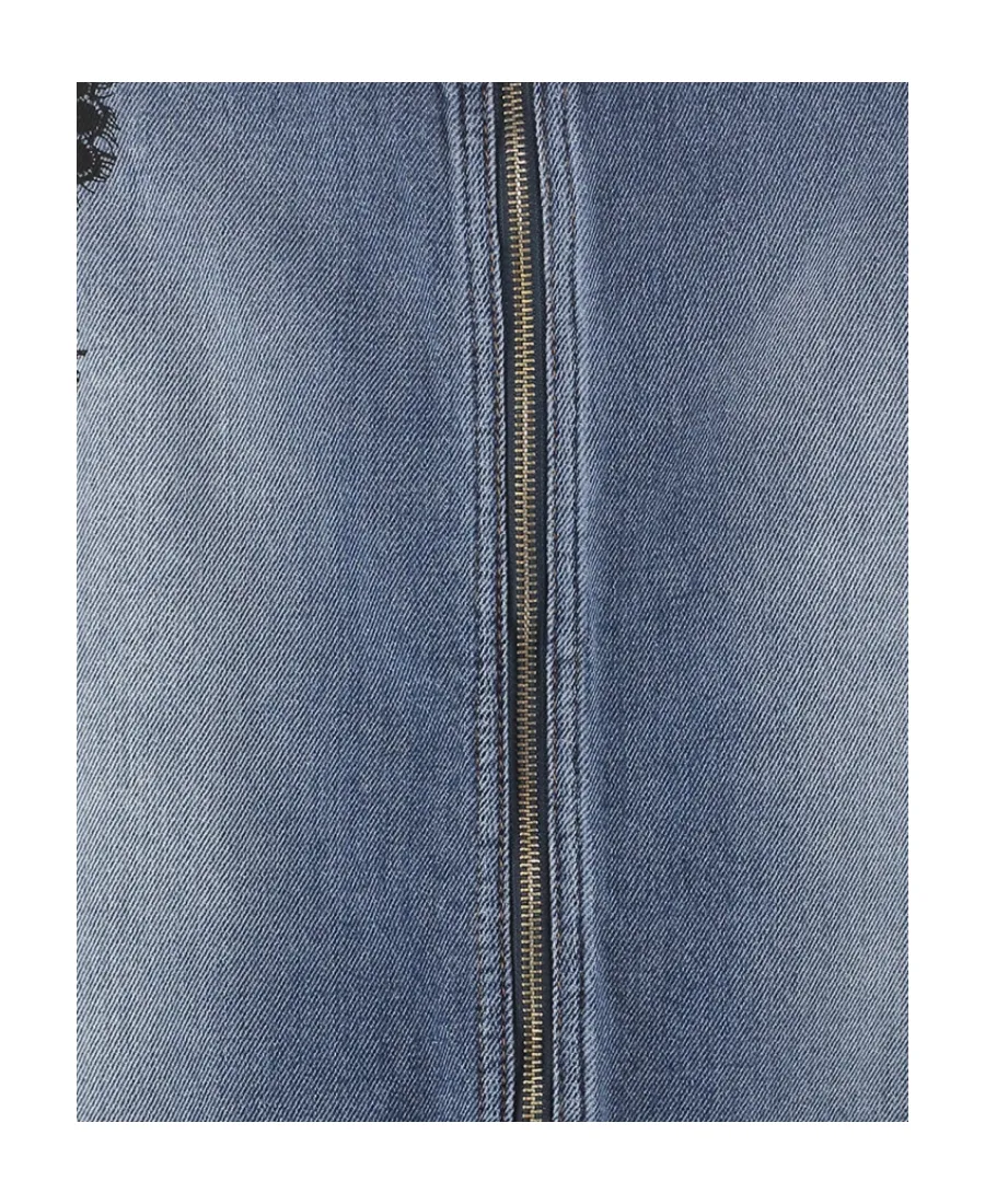 Zipper Detail Denim Skirt