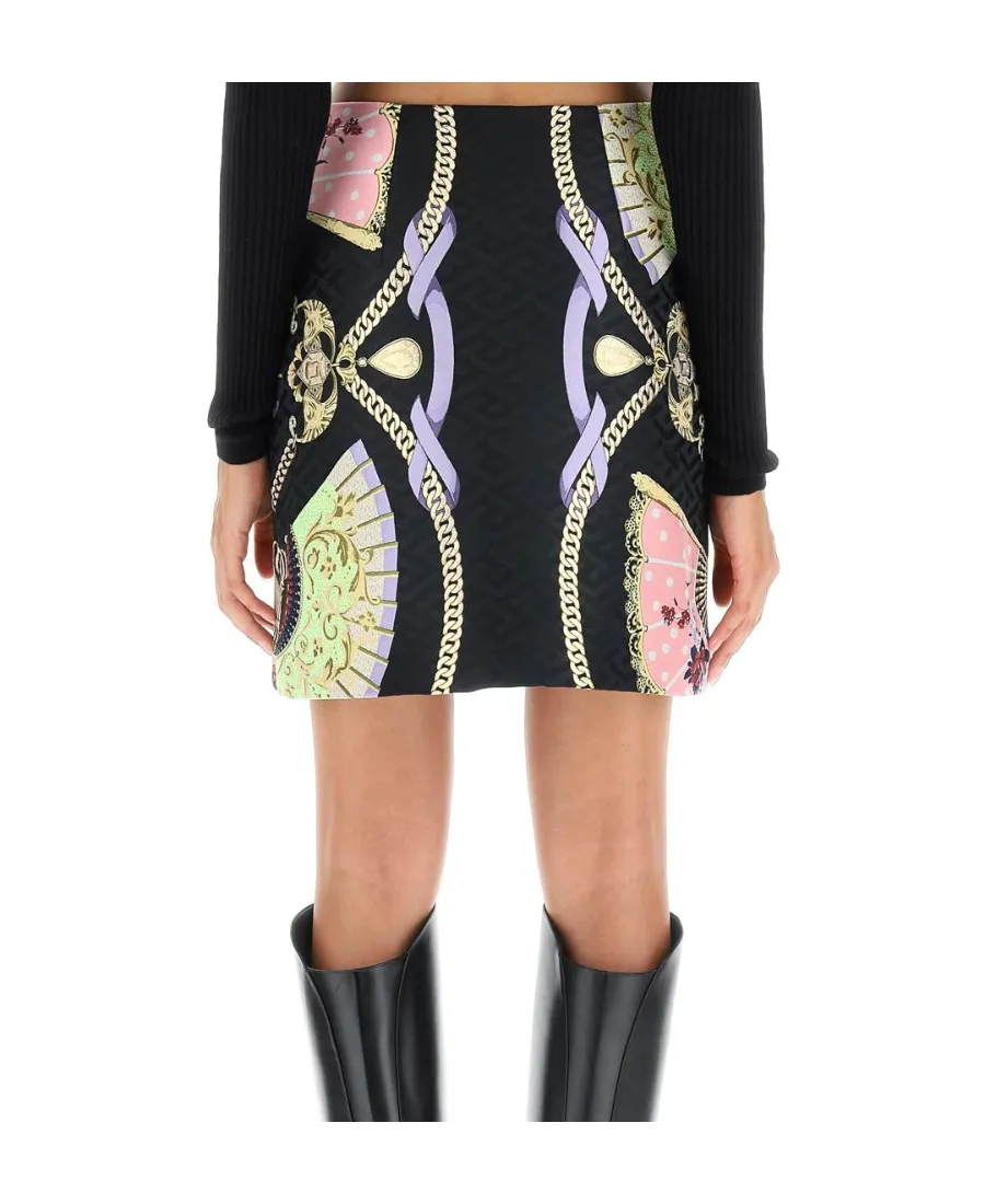 Versace Graphic Printed Buttoned Mini Skirt
