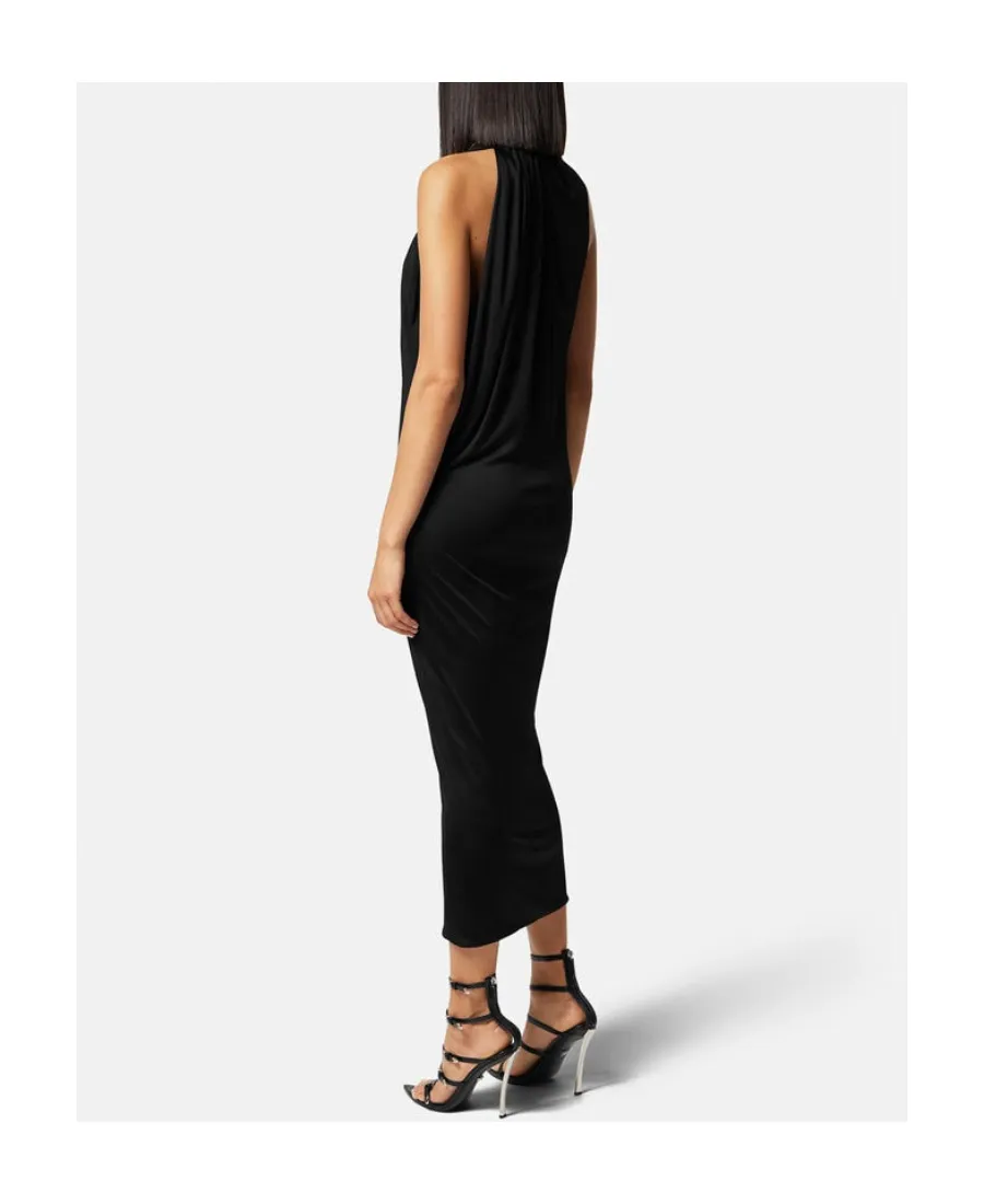 Versace Slashed Halterneck Sleeveless Midi Dress