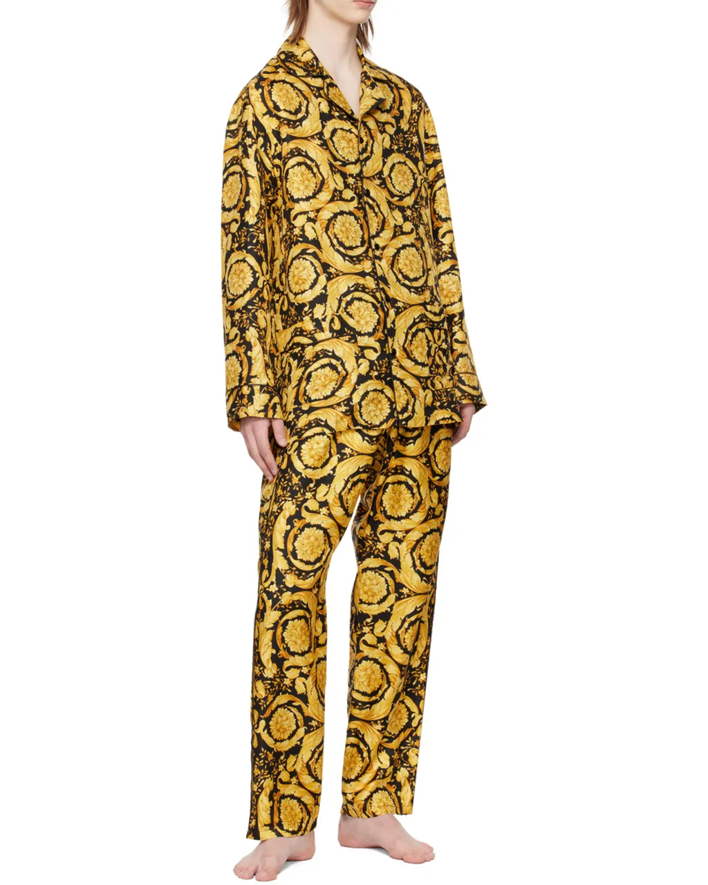 Versace Baroque Pattern Long Sleeved Pajama Shirt