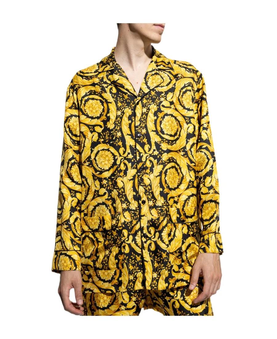 Versace Baroque Pattern Long Sleeved Pajama Shirt