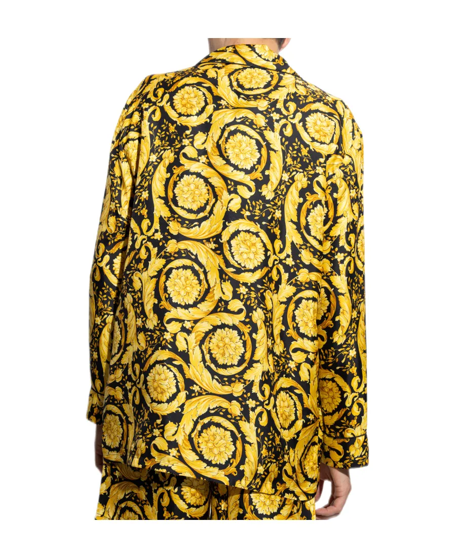 Versace Baroque Pattern Long Sleeved Pajama Shirt