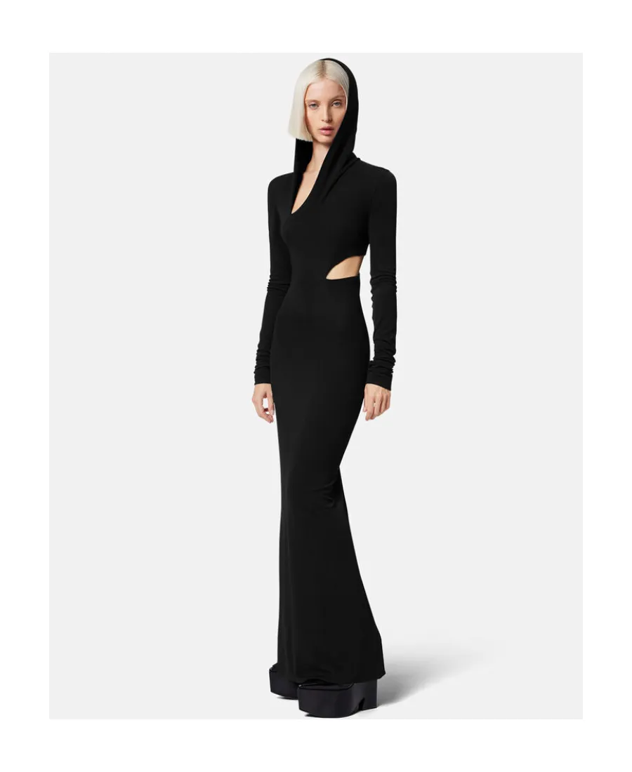 Versace Cut-Out Long Sleeved Hooded Maxi Dress