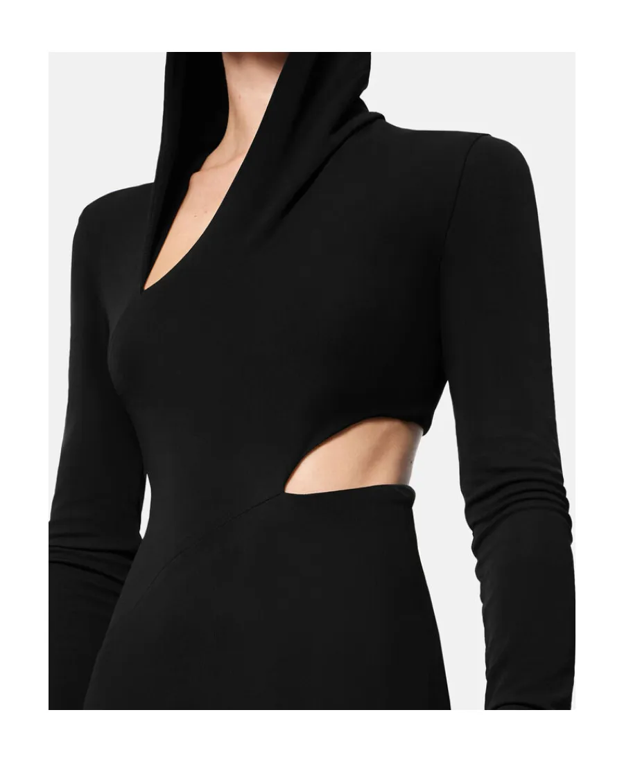 Versace Cut-Out Long Sleeved Hooded Maxi Dress