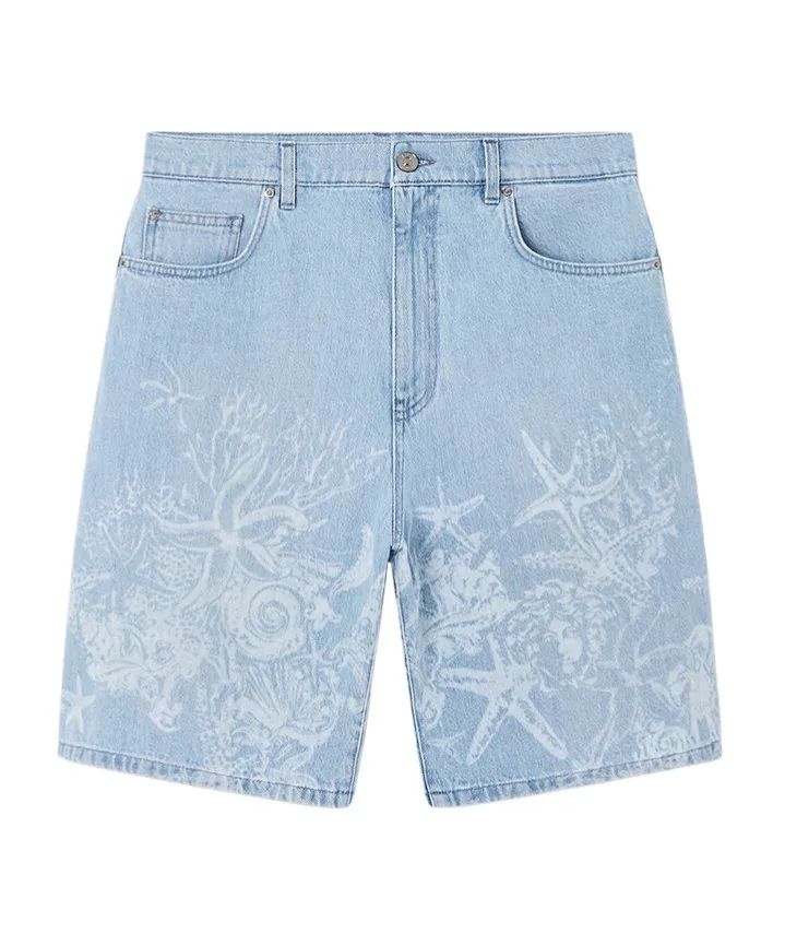 Versace Barocco Sea Mid-Rise Denim Shorts