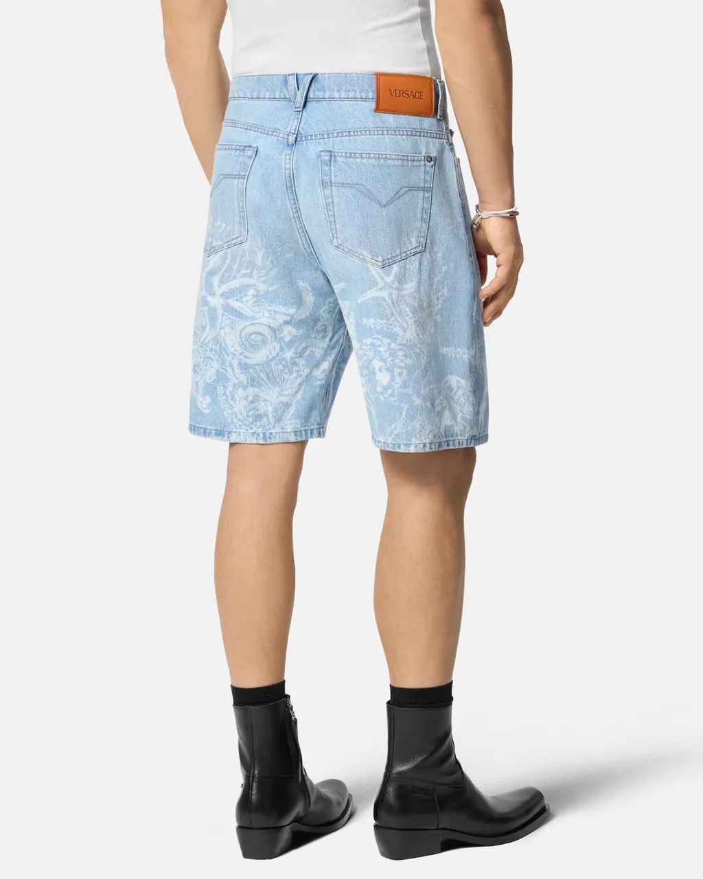 Versace Barocco Sea Mid-Rise Denim Shorts