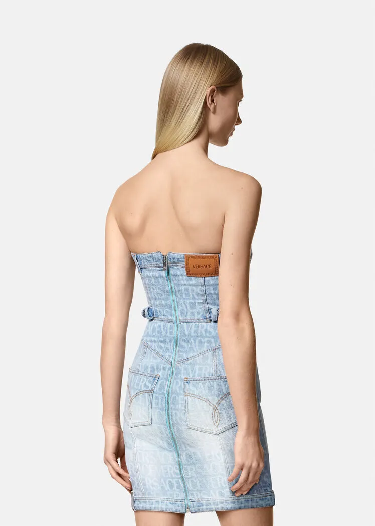 Versace Strapless Denim Dress
