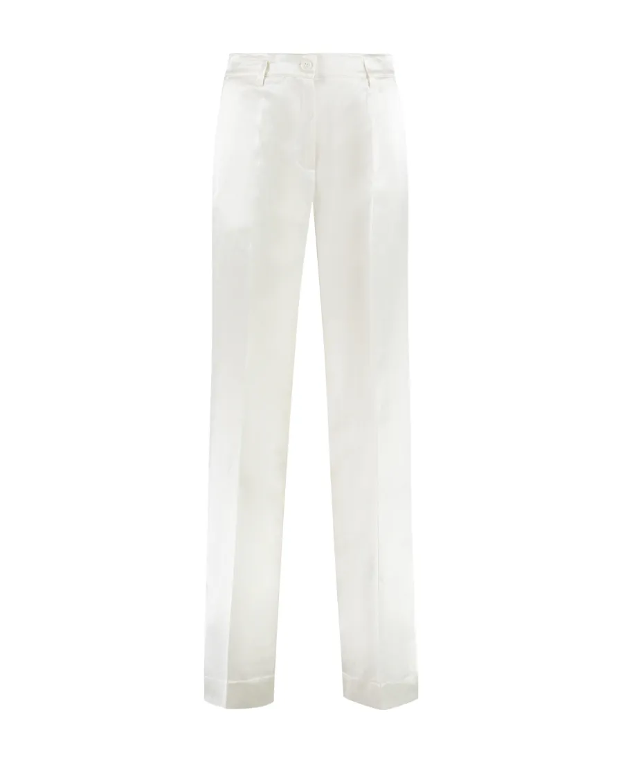 P.A.R.O.S.H. Pressed Crease Satin Wide Leg Trousers