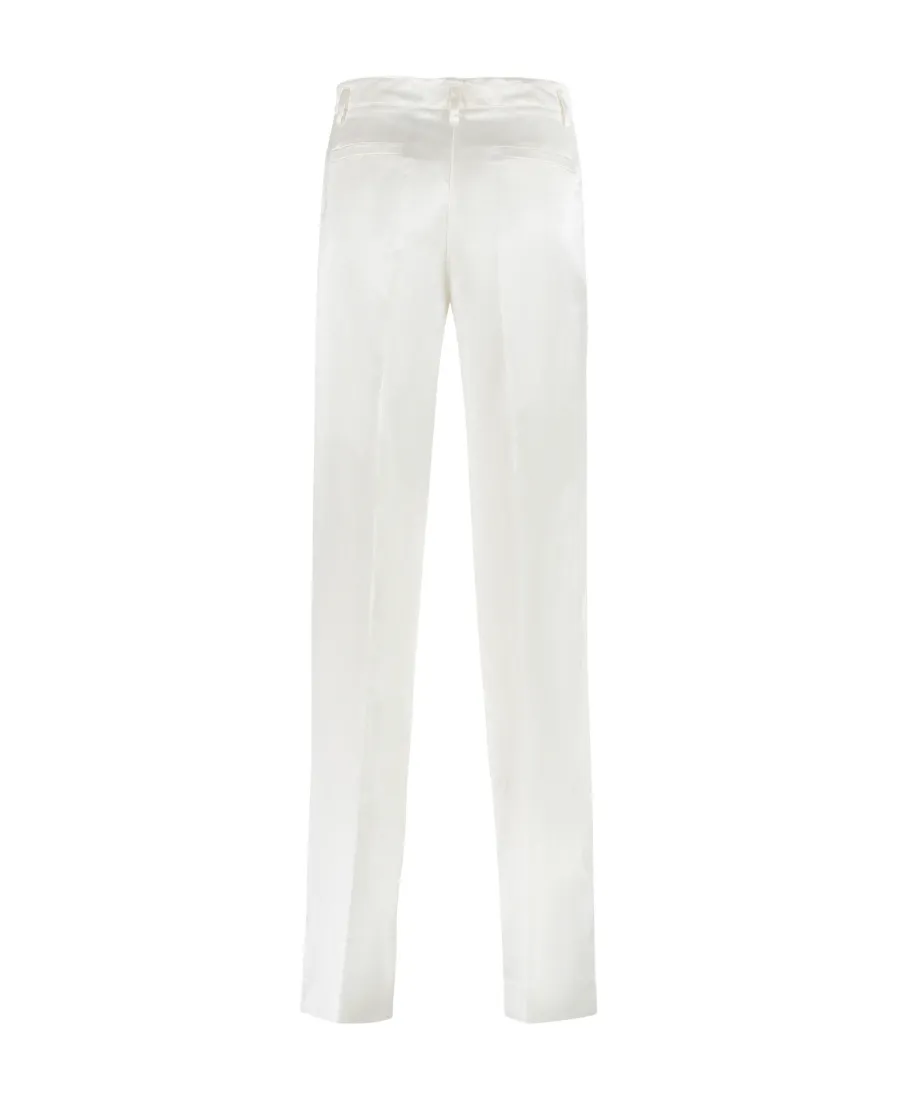 P.A.R.O.S.H. Pressed Crease Satin Wide Leg Trousers