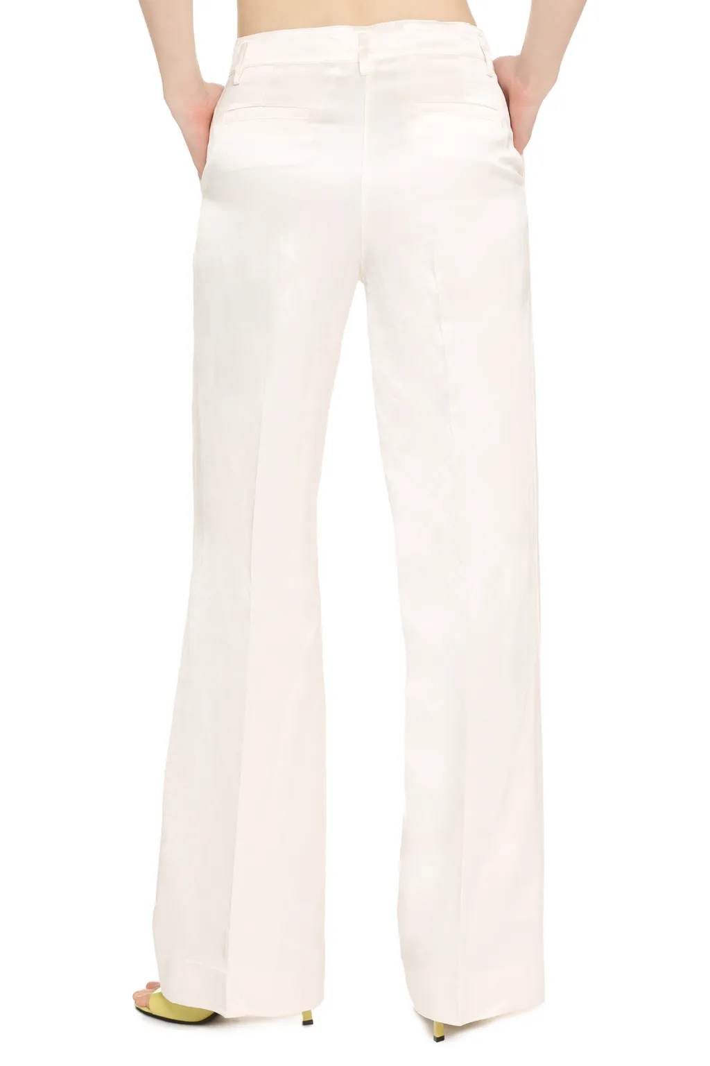 P.A.R.O.S.H. Pressed Crease Satin Wide Leg Trousers