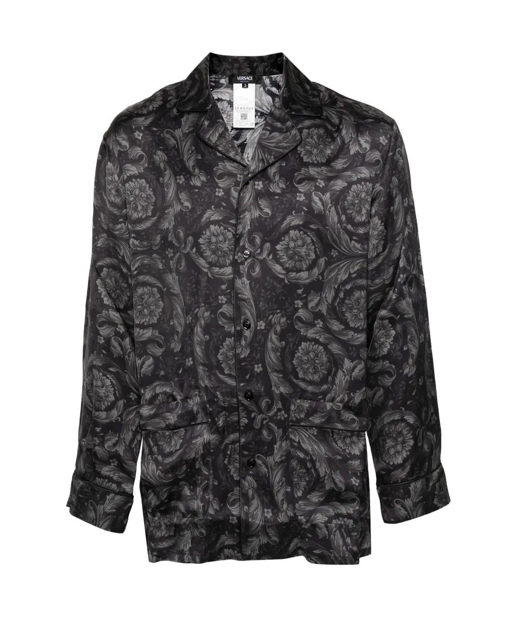 Versace Barocco-Printed Button-Up Pyjama Shirt
