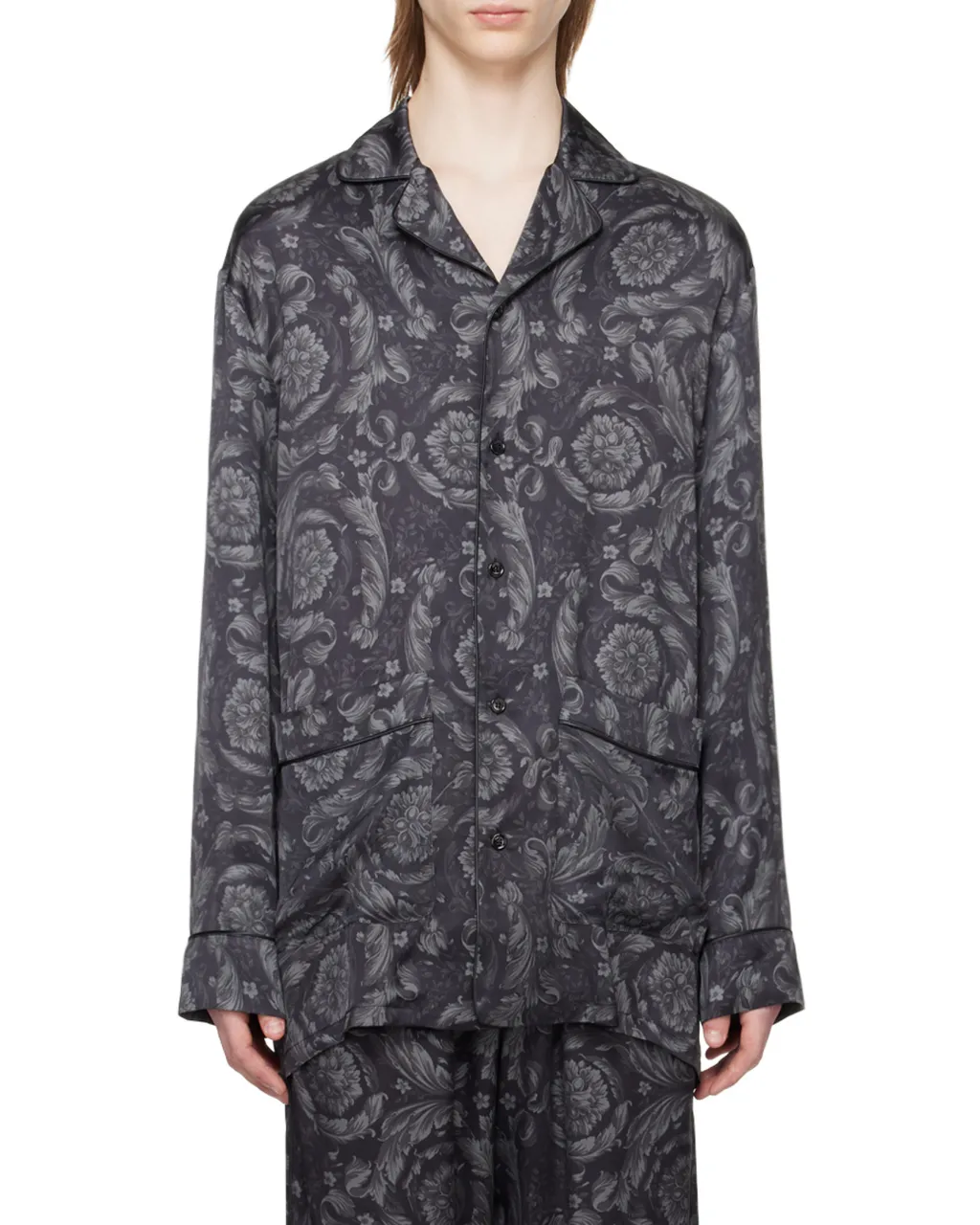 Versace Barocco-Printed Button-Up Pyjama Shirt