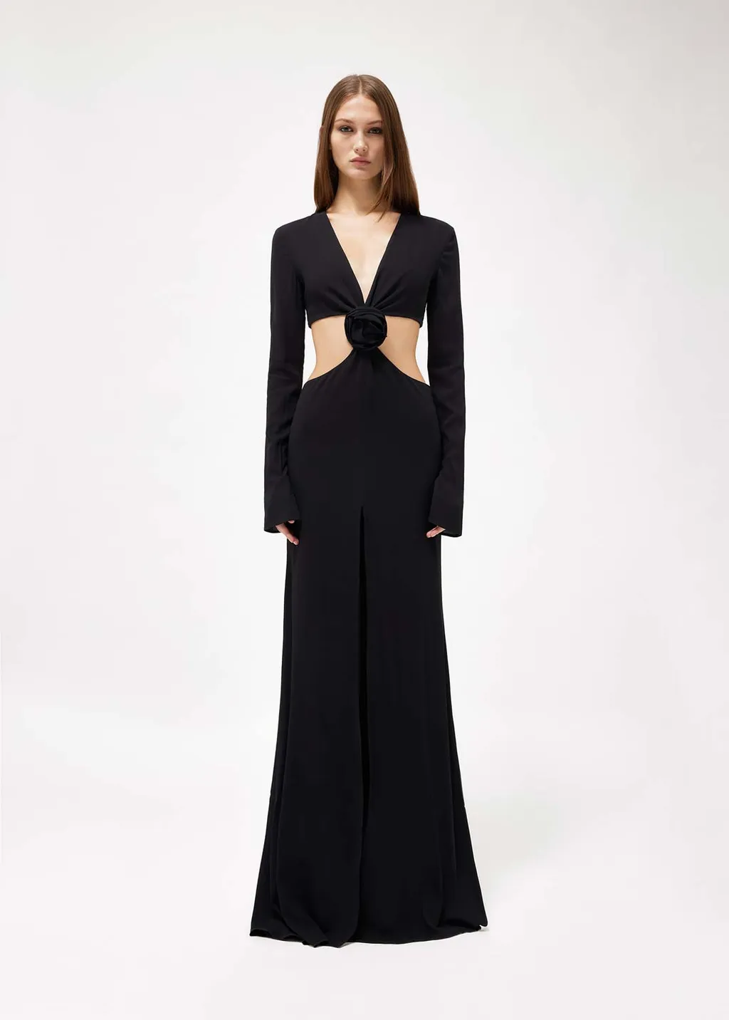 Blumarine Rose Detailed Cut-Out Long Dress