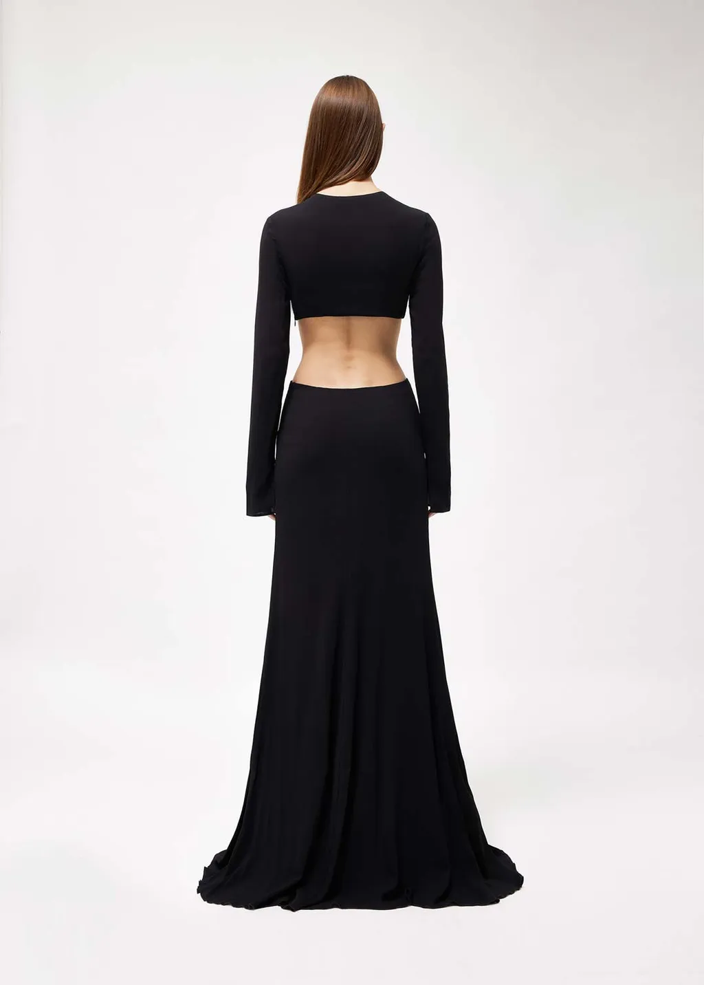 Blumarine Rose Detailed Cut-Out Long Dress