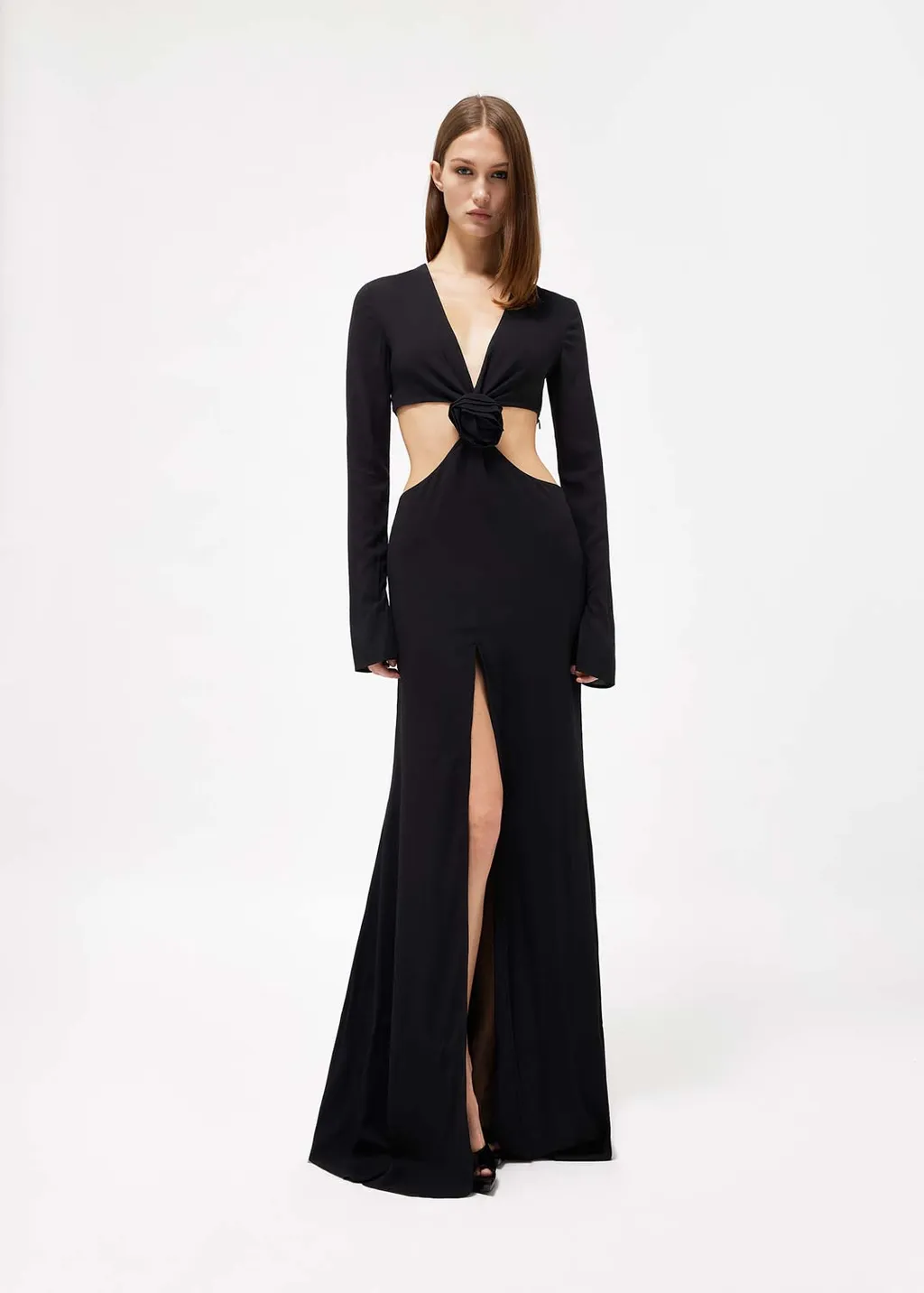 Blumarine Rose Detailed Cut-Out Long Dress